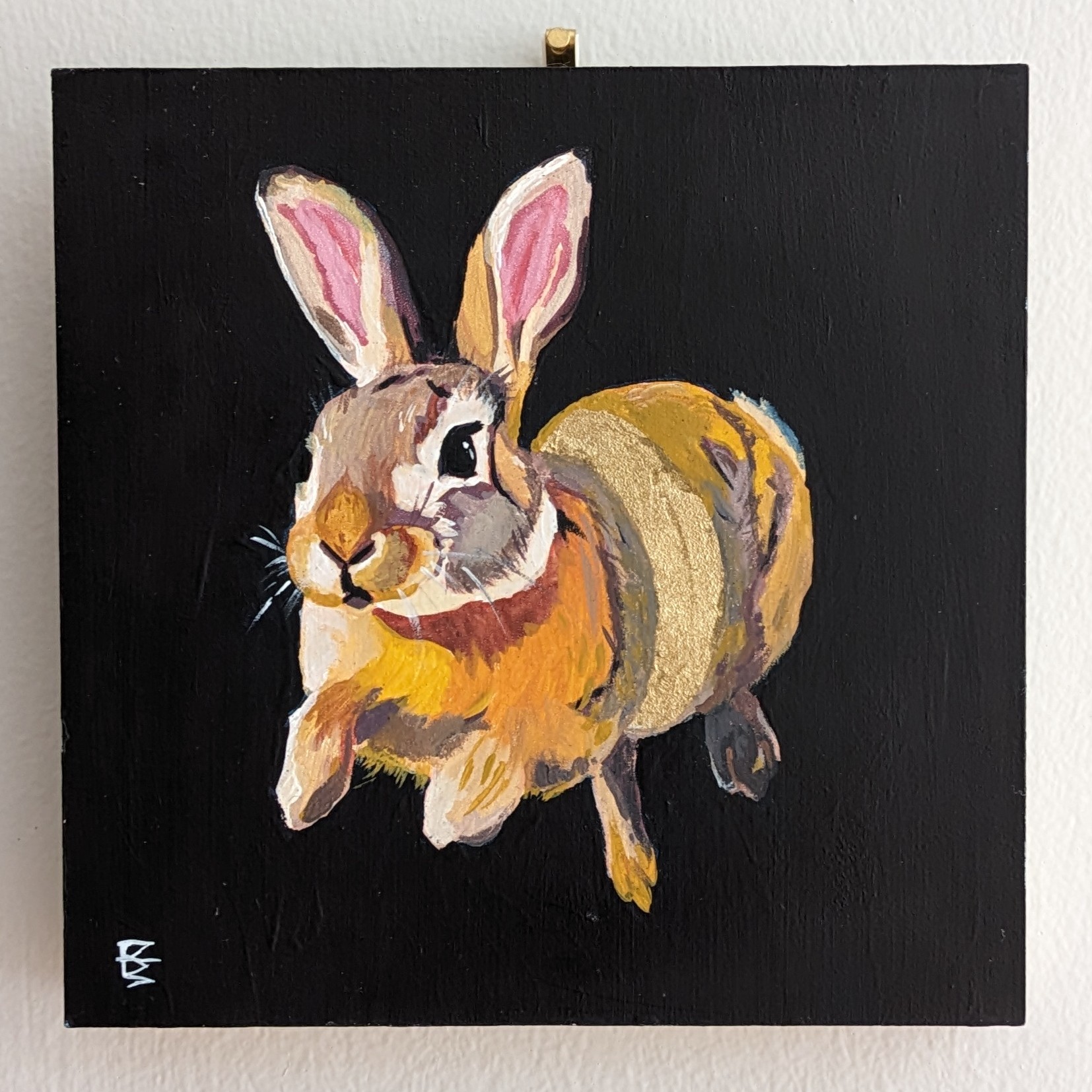 Frith, the Sun. Acrylic gouache and gold leaf on cradled gessobord, 15.24 x 15.24cm