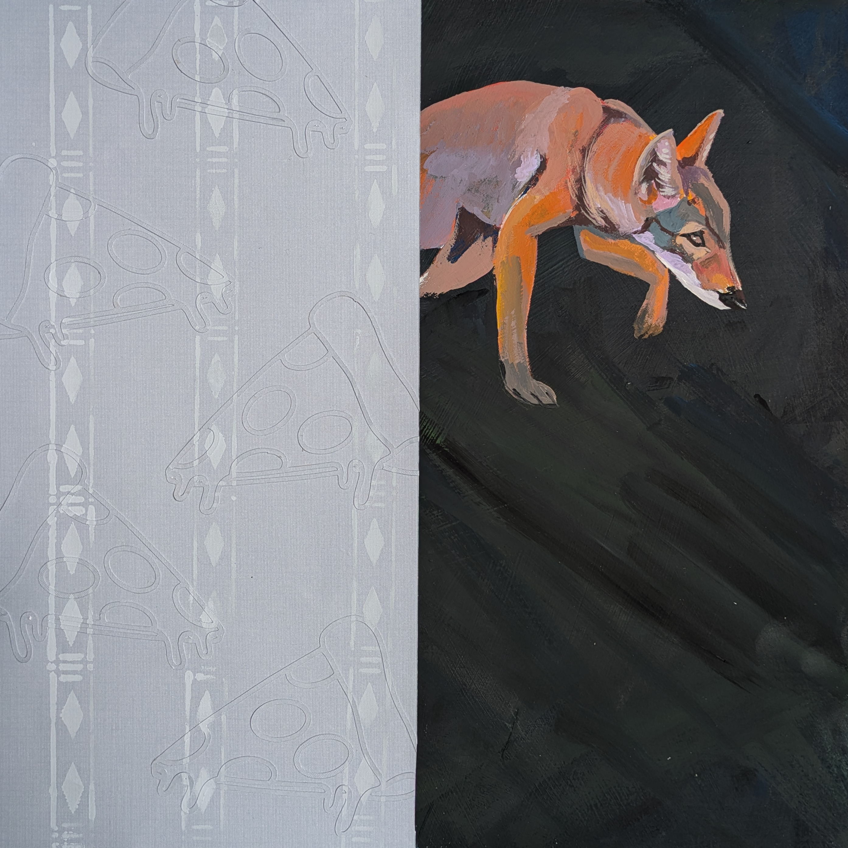 Golden Gate Park. Acrylic gouache, card-stock, wood panel, 12 x 12 inch, 2025