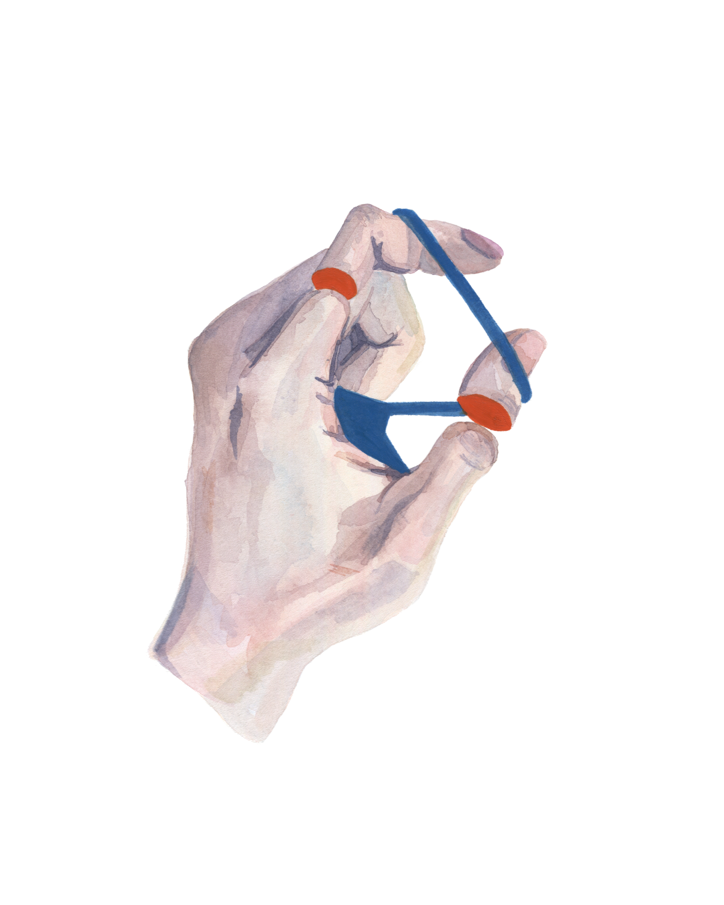 Mask. Watercolour on paper, 20.32 x 25.4cm. A constant companion.